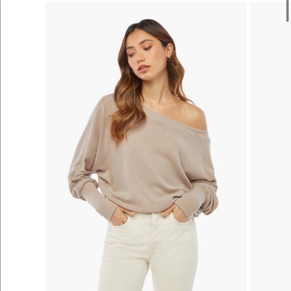 JustFab Tops - JustFab Boat Neck Off-Shoulder Waffle Top